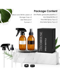 Botellas de Spray de Vidrio Ámbar 120 ml - Set de 2 Tecohouse 2