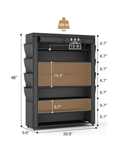 Estante para Zapatos VTRIN 8 Niveles 35-40 Pares Negro
