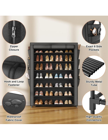 Estante para Zapatos VTRIN 8 Niveles 35-40 Pares Negro