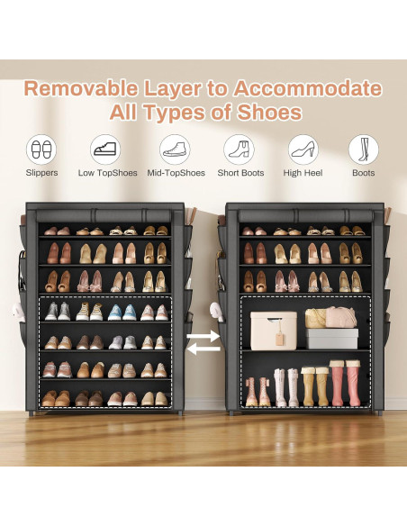 Estante para Zapatos VTRIN 8 Niveles 35-40 Pares Negro Estante para Zapatos VTRIN 8 Niveles 35-40 Pares Negro