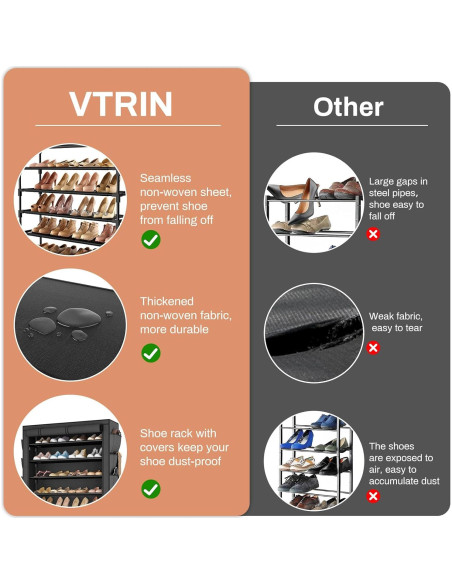 Estante para Zapatos VTRIN 8 Niveles 35-40 Pares Negro Estante para Zapatos VTRIN 8 Niveles 35-40 Pares Negro