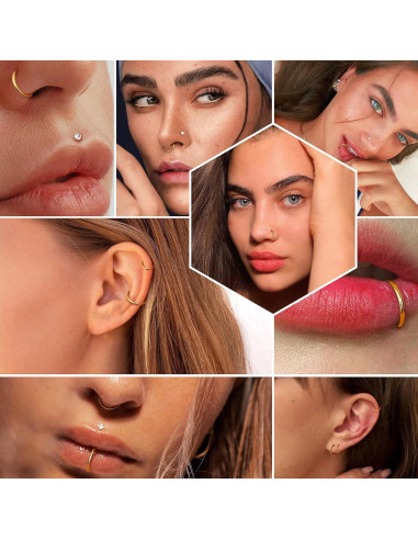 Aros de nariz y studs 15 piezas BESTEEL - Acero inoxidable 316L