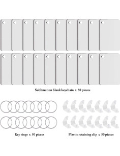 Duufin 150 Piezas Llaveros Rectangulares para Sublimación MDF 2