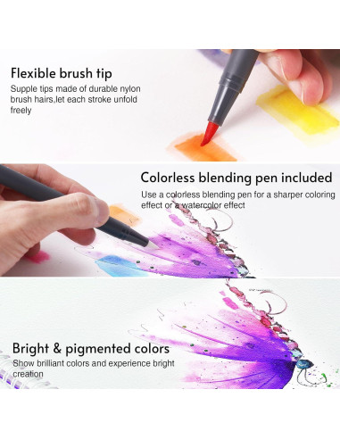 Set de 12 Marcadores de Acuarela TOSHARE con Mezclador Incoloro