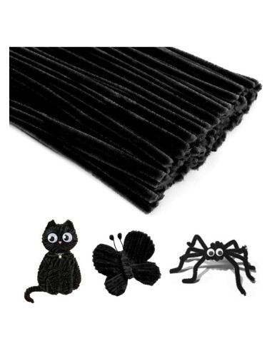 100 Limpiapipas Chenille Negros 30.48 cm para Manualidades