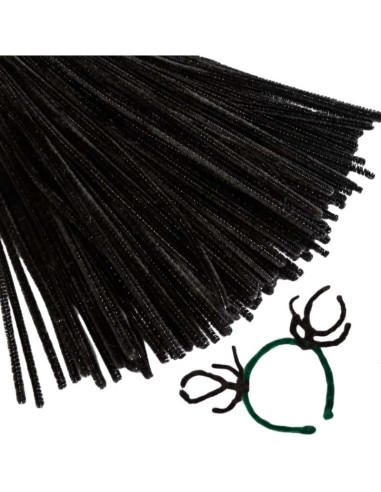 100 Limpiapipas Chenille Negros 30.48 cm para Manualidades