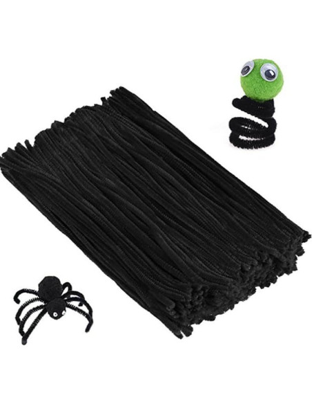 100 Limpiapipas Chenille Negros 30.48 cm para Manualidades