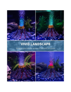 Kit Decorativo Volcán Acuario Uniclife con Luz LED y Burbujeador 2