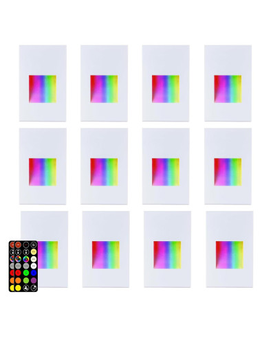 Paquete de 12 luces de escalera RGB TUMUPSM 12V 4W control remoto