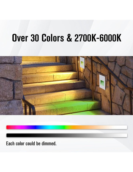 Paquete de 12 luces de escalera RGB TUMUPSM 12V 4W control remoto