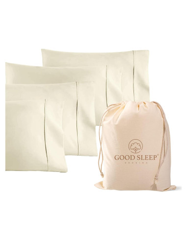 Juego de 4 Fundas de Almohada Queen Marfil 800 TC Algodón Egipcio