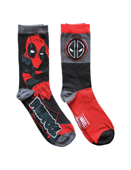 Calcetines de tripulación Marvel Deadpool 2 pares hombres 6-12
