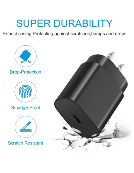 Cargador Rápido USB C 25W STAMISH con Cable 1.8m para Galaxy