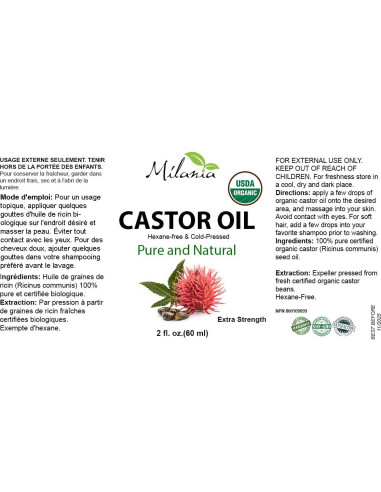 Aceite de Ricino Orgánico Milania 59 ml - Suero Hidratante