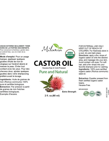 Aceite de Ricino Orgánico Milania 59 ml - Suero Hidratante Aceite de Ricino Orgánico Milania 59 ml - Suero Hidratante