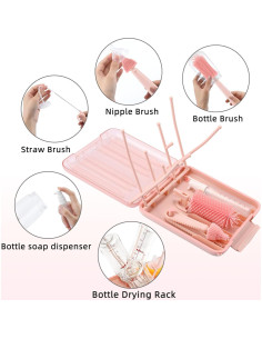 Juego de Limpieza de Biberones Maclined 6 en 1 Rosa 2