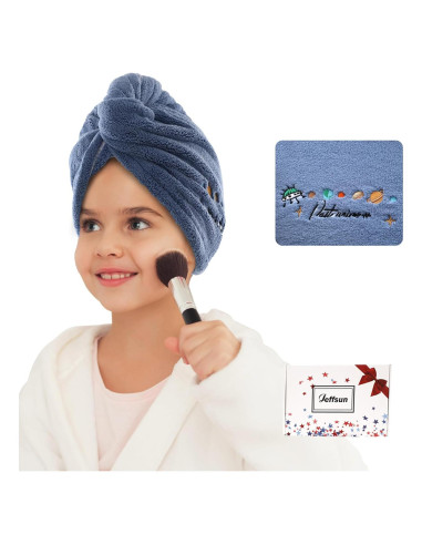 Toalla de Secado de Cabello Microfibra Jeffsun 63.5x25.4cm Azul