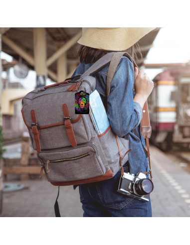 2 Etiquetas de Equipaje EOBKLAX Cuero PU León Abstracto