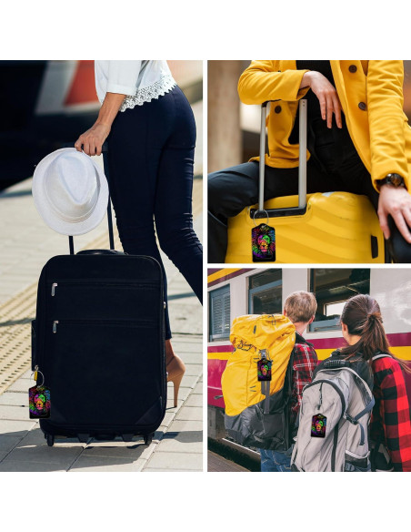 2 Etiquetas de Equipaje EOBKLAX Cuero PU León Abstracto 2 Etiquetas de Equipaje EOBKLAX Cuero PU León Abstracto