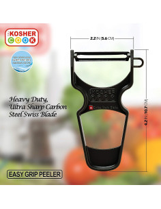 Pelador de Verduras Y The Kosher Cook - Acero Inoxidable Negro 2