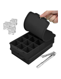 Bandeja de Hielo Silicona LHJJJL 15 Cubos con Tapa Negra