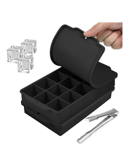 Bandeja de Hielo Silicona LHJJJL 15 Cubos con Tapa Negra