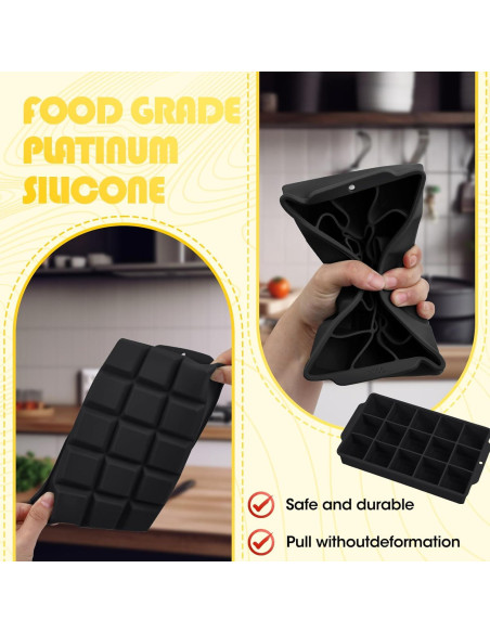 Bandeja de Hielo Silicona LHJJJL 15 Cubos con Tapa Negra