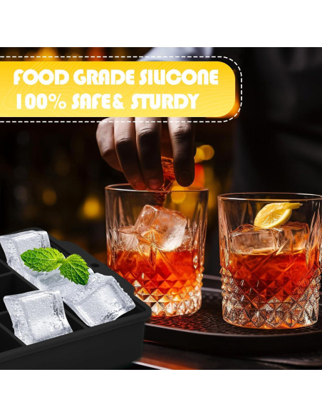 Bandeja de Hielo Silicona LHJJJL 15 Cubos con Tapa Negra