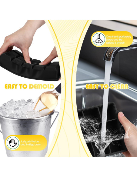 Bandeja de Hielo Silicona LHJJJL 15 Cubos con Tapa Negra