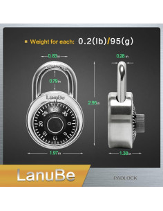 Candado de combinación LanuBe 5 cm negro, 16 unidades 2