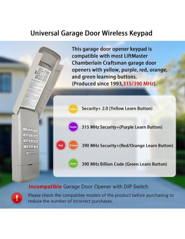 Teclado Inalámbrico Universal para Puerta de Garaje XDTKML 877MAX