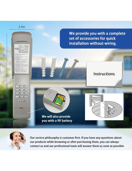 Teclado Inalámbrico Universal para Puerta de Garaje XDTKML 877MAX