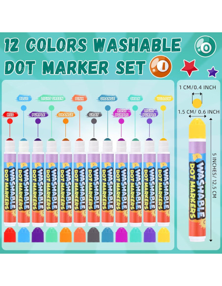 Marcadores de Puntos Crtiin 48 Unidades Lavables para Niños