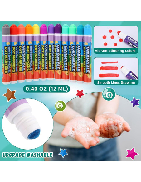 Marcadores de Puntos Crtiin 48 Unidades Lavables para Niños