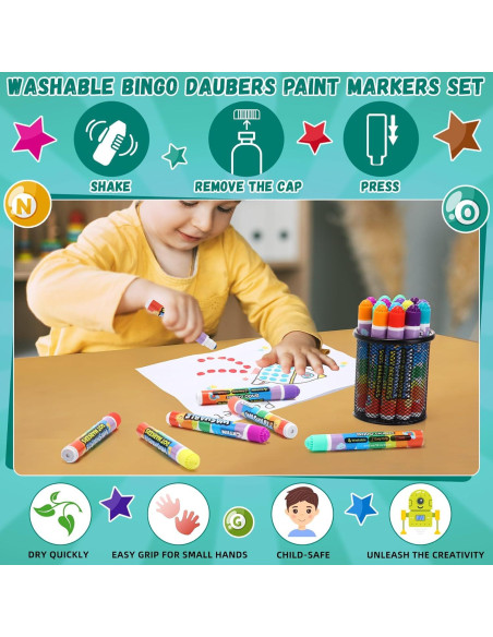 Marcadores de Puntos Crtiin 48 Unidades Lavables para Niños