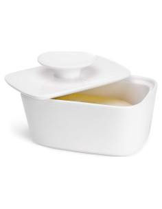 Plato de Mantequilla Sweese con Tapa - Porcelana Blanca 15.7 cm