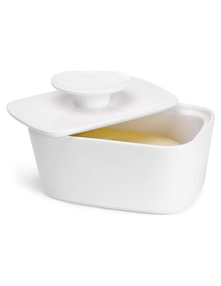 Plato de Mantequilla Sweese con Tapa - Porcelana Blanca 15.7 cm
