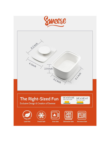 Plato de Mantequilla Sweese con Tapa - Porcelana Blanca 15.7 cm