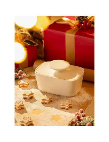 Plato de Mantequilla Sweese con Tapa - Porcelana Blanca 15.7 cm