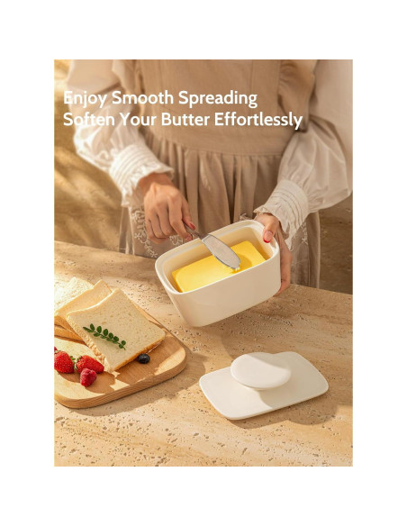 Plato de Mantequilla Sweese con Tapa - Porcelana Blanca 15.7 cm