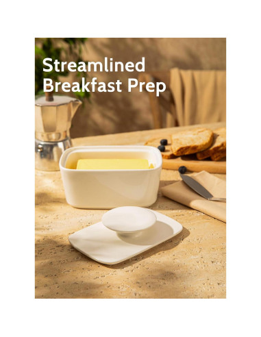 Plato de Mantequilla Sweese con Tapa - Porcelana Blanca 15.7 cm