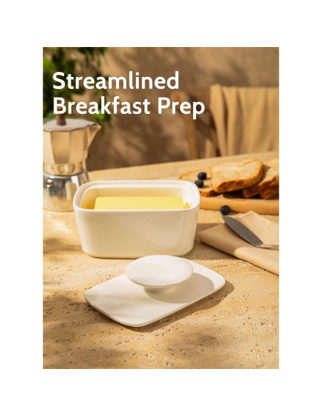 Plato de Mantequilla Sweese con Tapa - Porcelana Blanca 15.7 cm