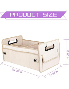 Organizador de Maletero para Auto FALVFUN Beige Plegable 55.88x31.75x27.43cm 2