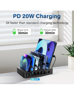 Estación de Carga Rápida 20W 6 Puertos Negro - JiahuiYoupin 2