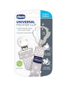 Clip de Chupete Chicco 2 en 1 Universal Gris para Bebé 2