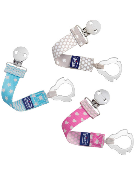 Clip de Chupete Chicco 2 en 1 Universal Gris para Bebé