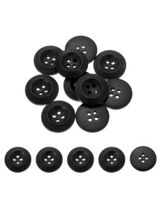 100 Botones de Madera Redondos 20mm uxcell 4 Agujeros Negro