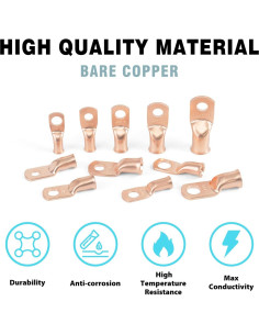 10 Terminales de Batería 1/0 AWG M10 Cobre con Tubo Termocontraíble 2