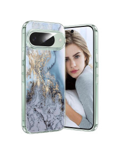Funda de TPU clara para Google Pixel 9/9 Pro 5G - Floral Azul