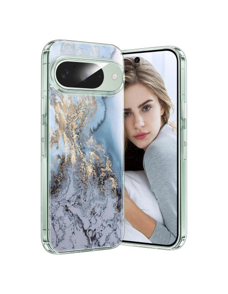 Funda de TPU clara para Google Pixel 9/9 Pro 5G - Floral Azul